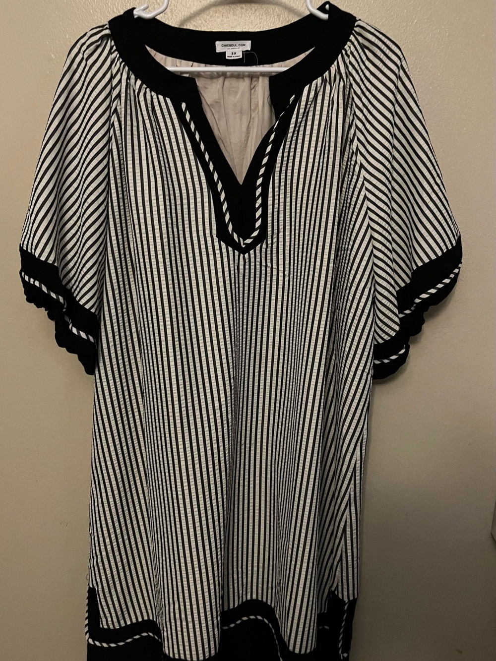 Chic Soul Black and White Striped Midi Dress